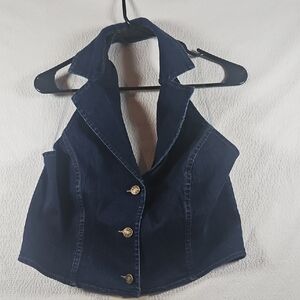 Saints & Hearts Dark Blue Denim Halter Vest